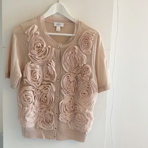 Ann Taylor Loft fancy rose cardigan